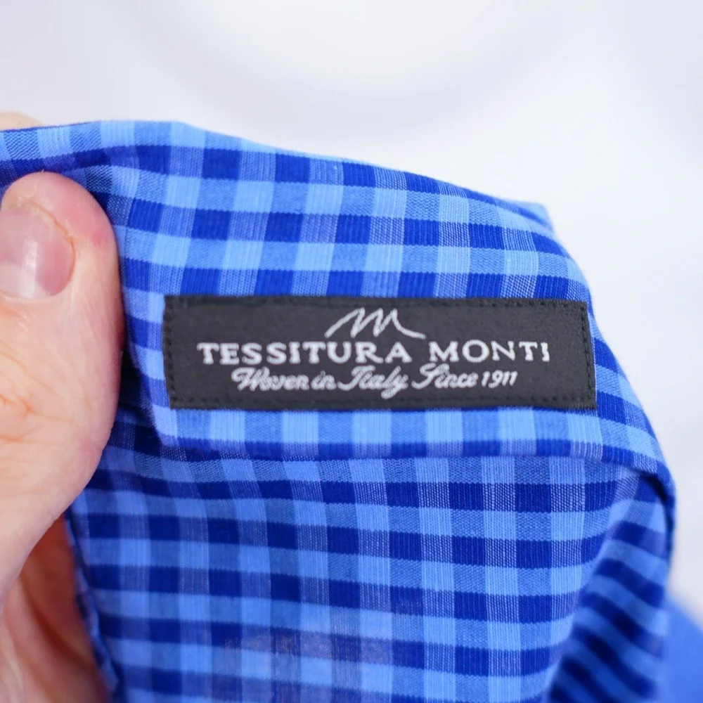 Boss Hugo Boss Slim Fit Tessitura Monti -41 16- Blue‎ Check Collared Dress Shirt - Picture 9 of 9